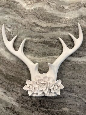 Threshold White Floral Antler Wall Accent